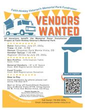 Flyer for Faith Hinkley Memorial Park Fundraiser - Vendors Wanted 